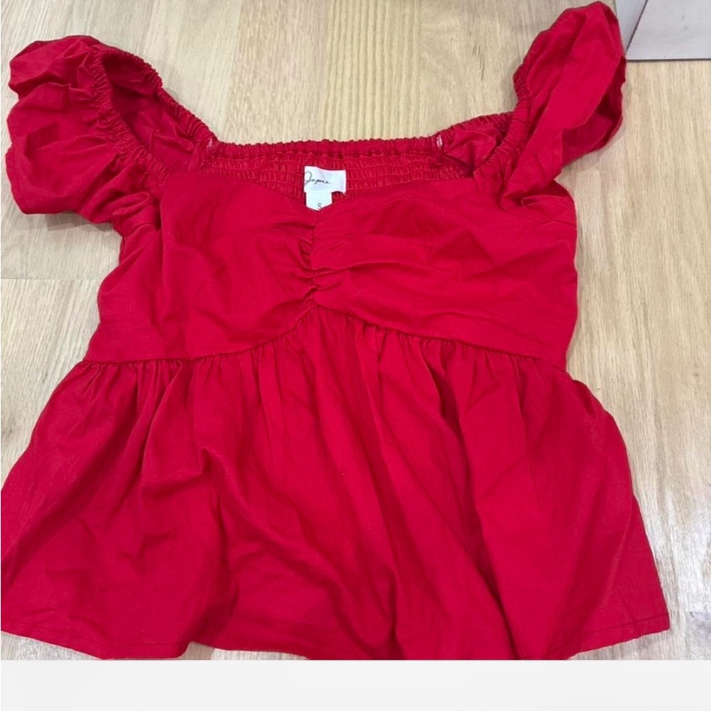 Japna Vibrant Red Smocked Top